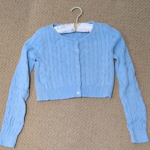 Brandy Melville Sky Blue Cropped Cable Knit Cardigan